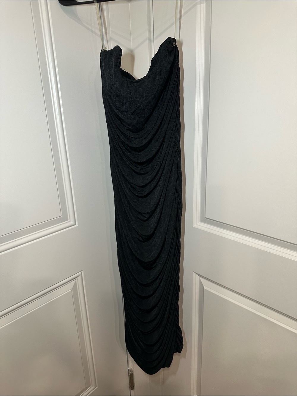 Fashion Nova Black Ruched Maxi Dress